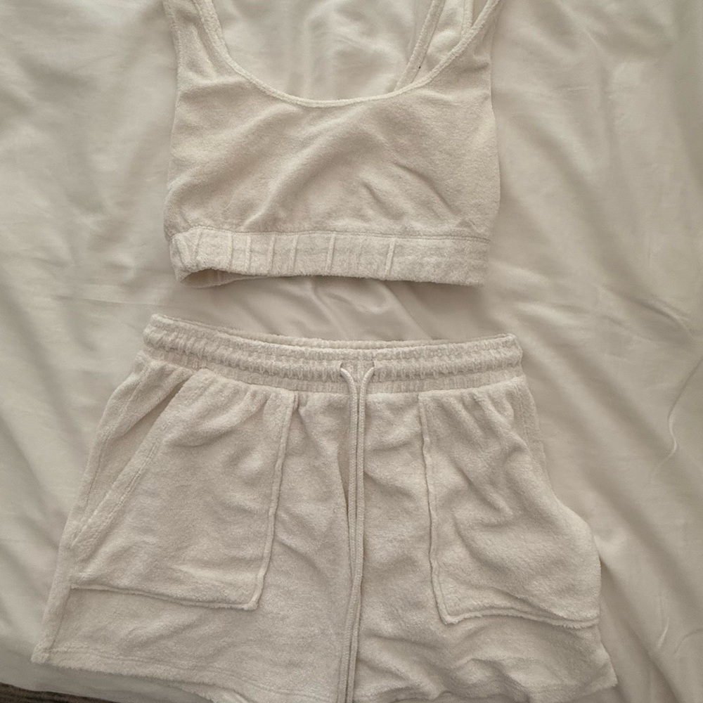 Zara Towel Material Women's Cream cover up set